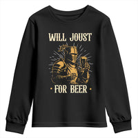 Funny Medieval Knight  Drinking Festival Humor Youth Sweatshirt Will Joust For Beer Renaissance Faire