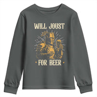 Funny Medieval Knight  Drinking Festival Humor Youth Sweatshirt Will Joust For Beer Renaissance Faire