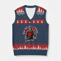 Funny One Arm Knight Medieval V-Neck Knit Sweater Vest Tis But A Scratch Classic Dark Humor Parody