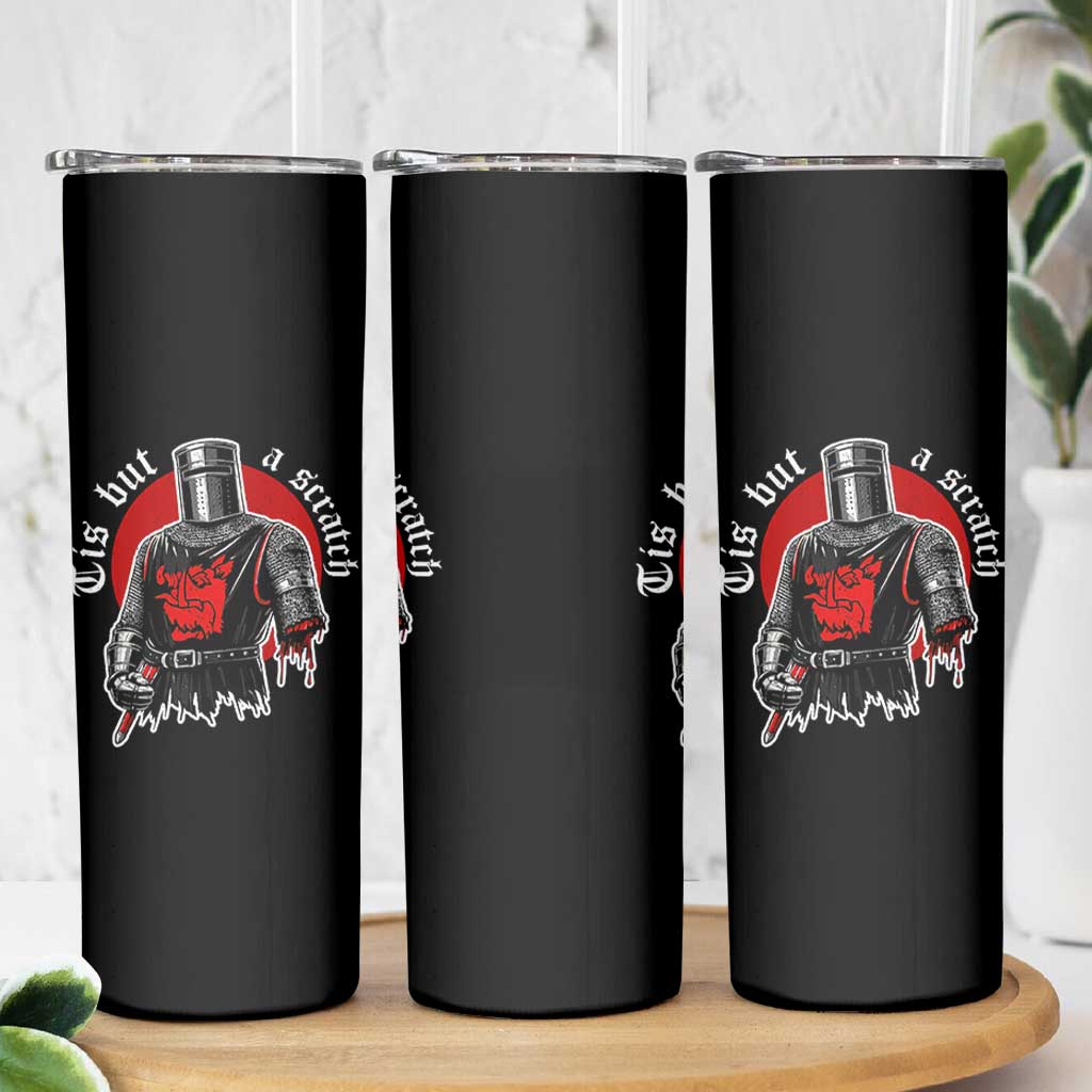 Funny One Arm Knight Medieval Skinny Tumbler Tis But A Scratch Classic Dark Humor Parody