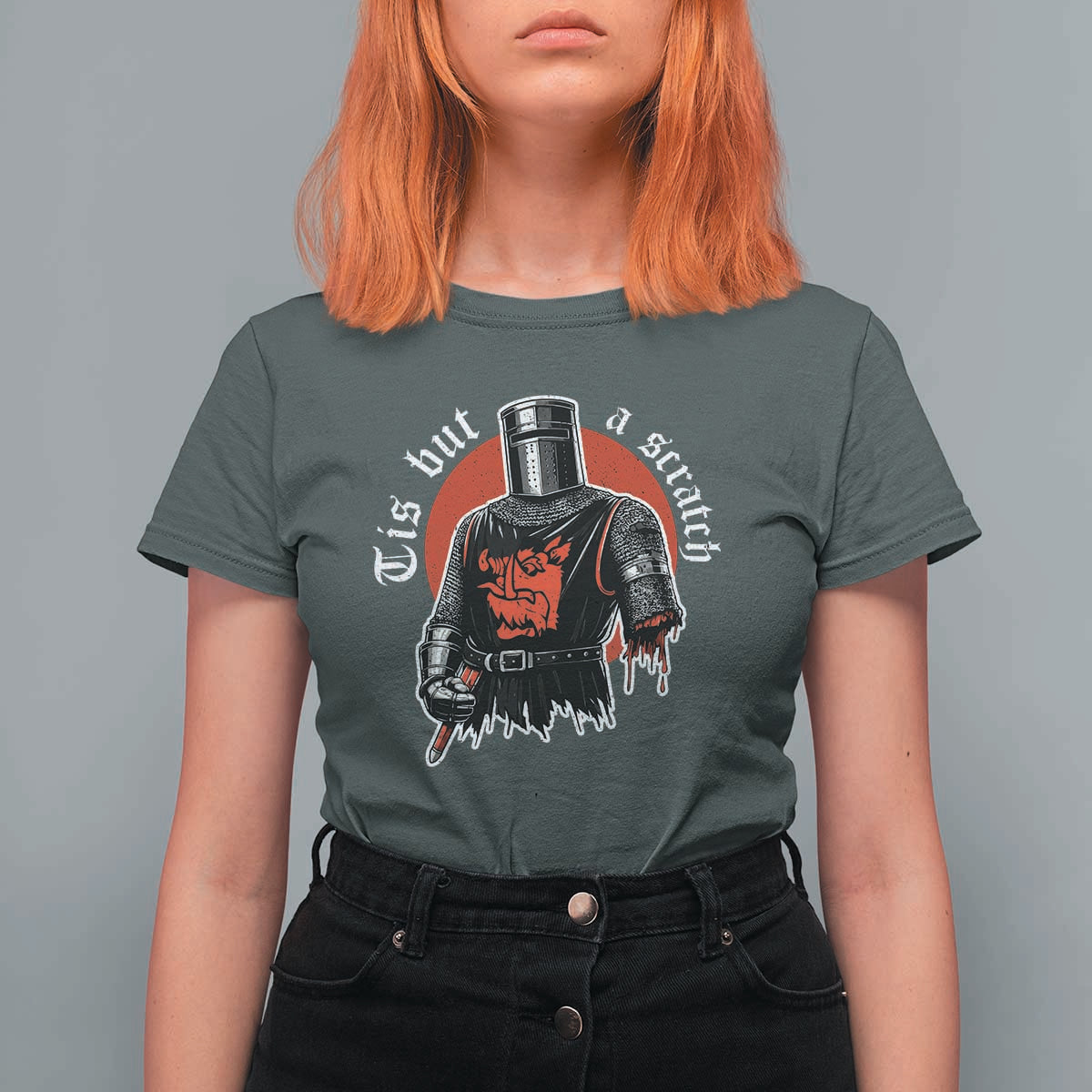 Funny One Arm Knight Medieval T Shirt For Women Tis But A Scratch Classic Dark Humor Parody