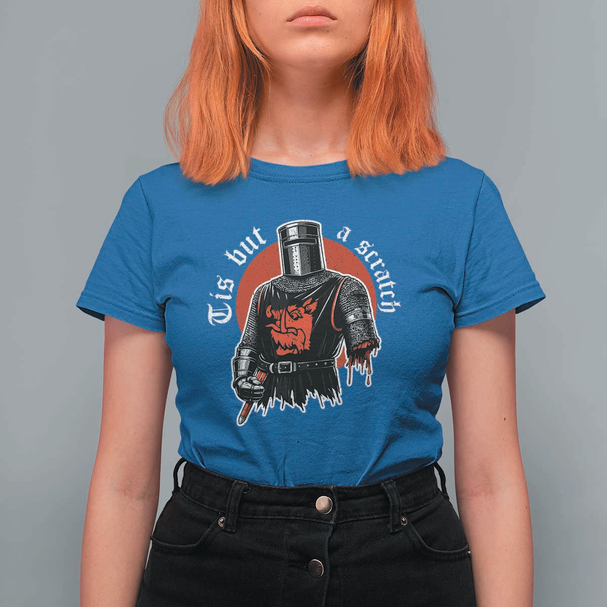 Funny One Arm Knight Medieval T Shirt For Women Tis But A Scratch Classic Dark Humor Parody