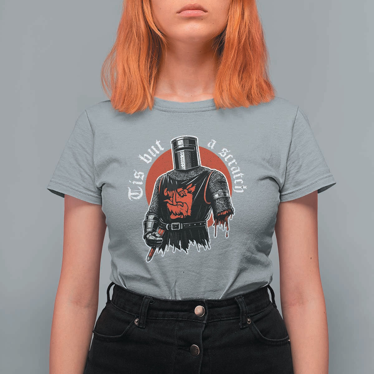Funny One Arm Knight Medieval T Shirt For Women Tis But A Scratch Classic Dark Humor Parody