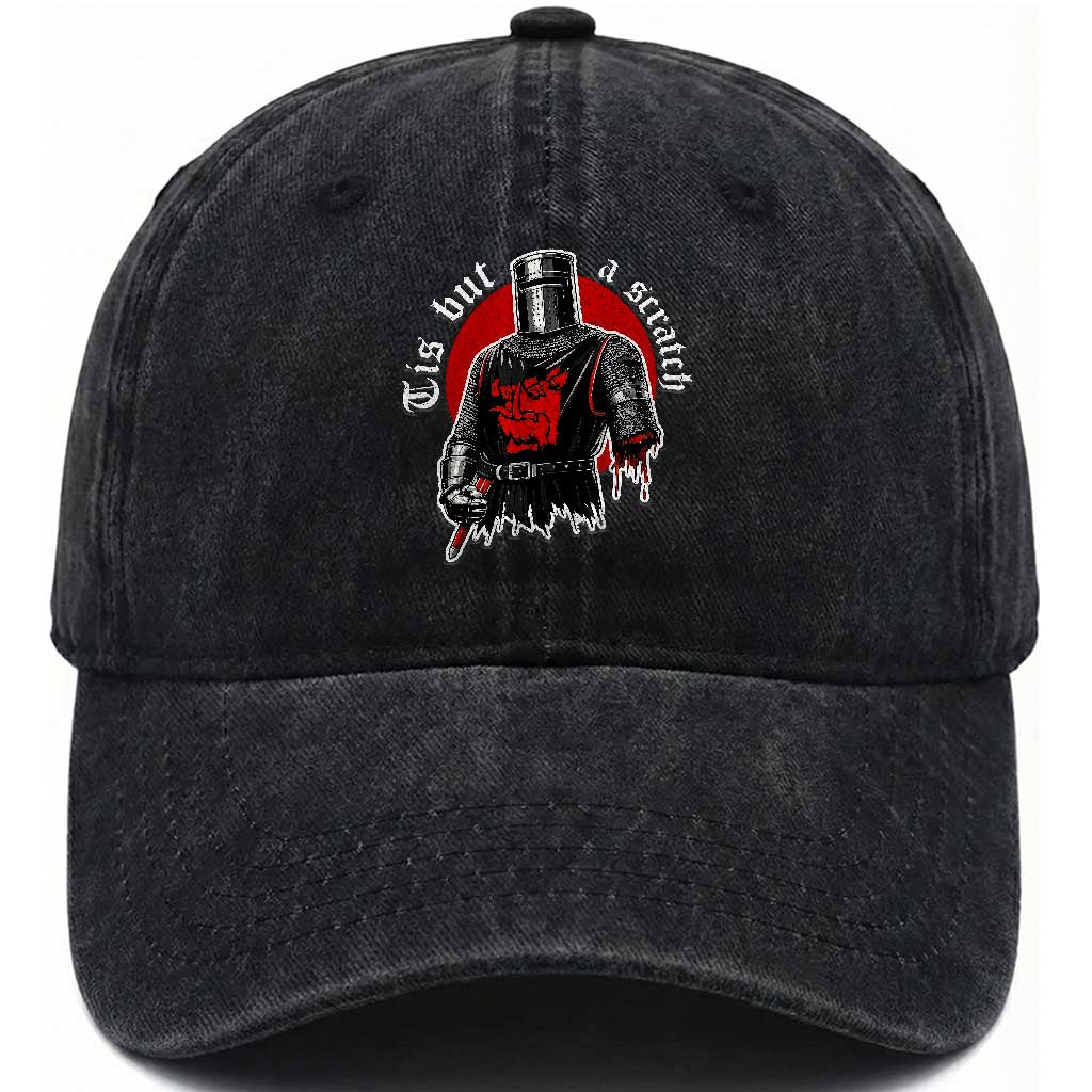 Funny One Arm Knight Medieval Washed Cotton Baseball Cap Tis But A Scratch Classic Dark Humor Parody