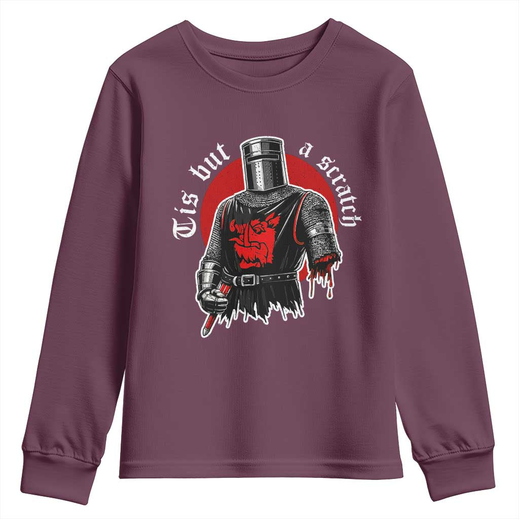 Funny One Arm Knight Medieval Youth Sweatshirt Tis But A Scratch Classic Dark Humor Parody