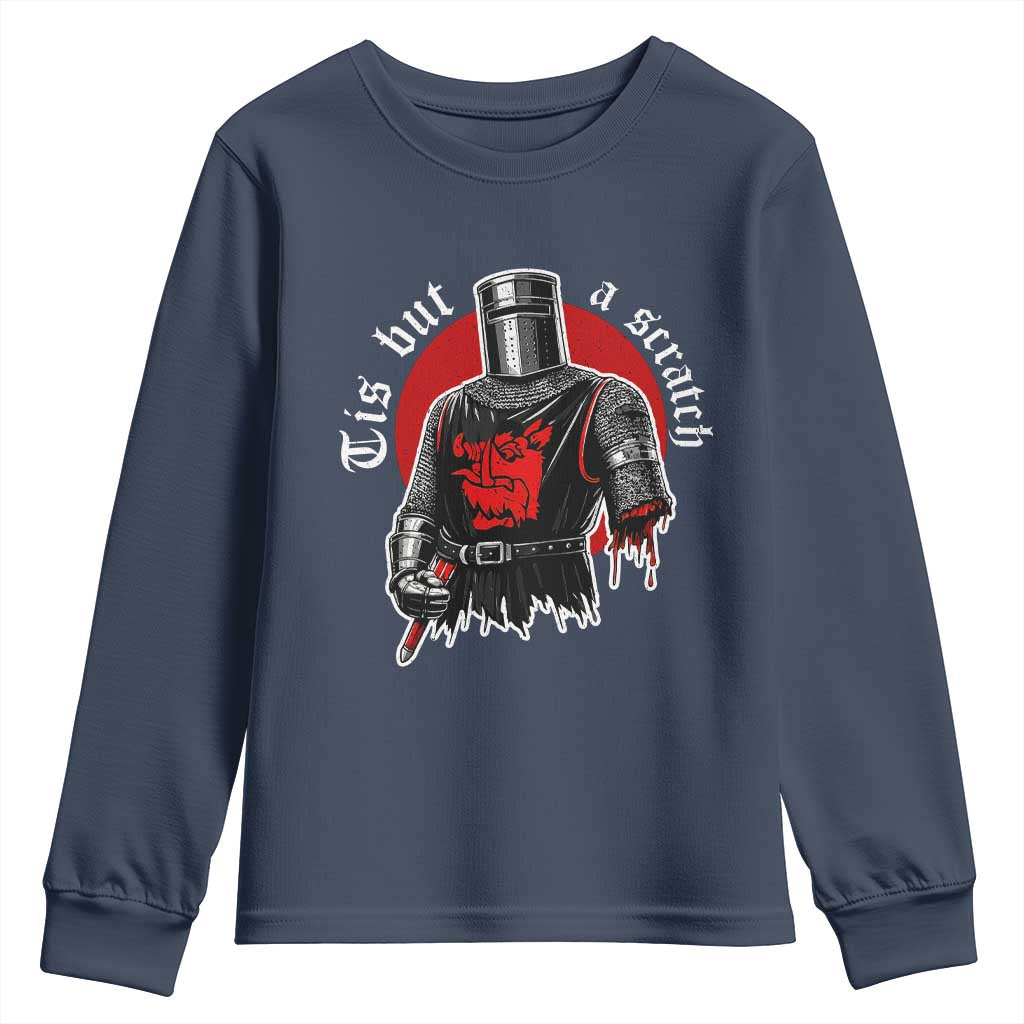 Funny One Arm Knight Medieval Youth Sweatshirt Tis But A Scratch Classic Dark Humor Parody