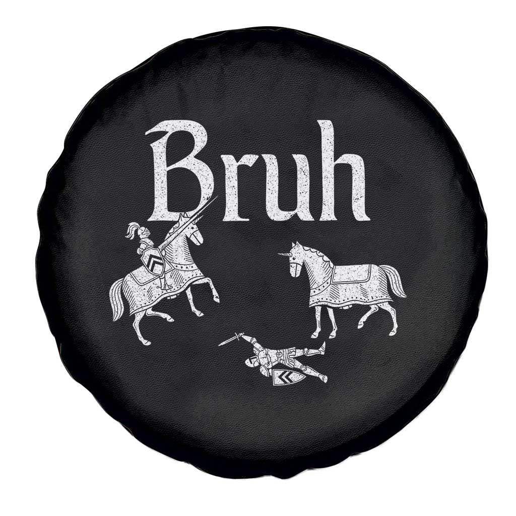 Funny Bruh Medieval Jousting Fallen Knight Graphic Spare Tire Cover Sarcastic Renaissance Faire Meme
