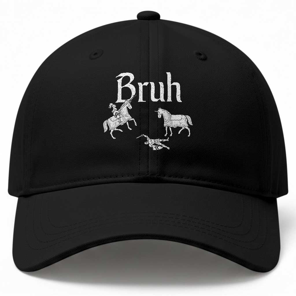 Funny Bruh Medieval Jousting Fallen Knight Graphic Baseball Cap Sarcastic Renaissance Faire Meme