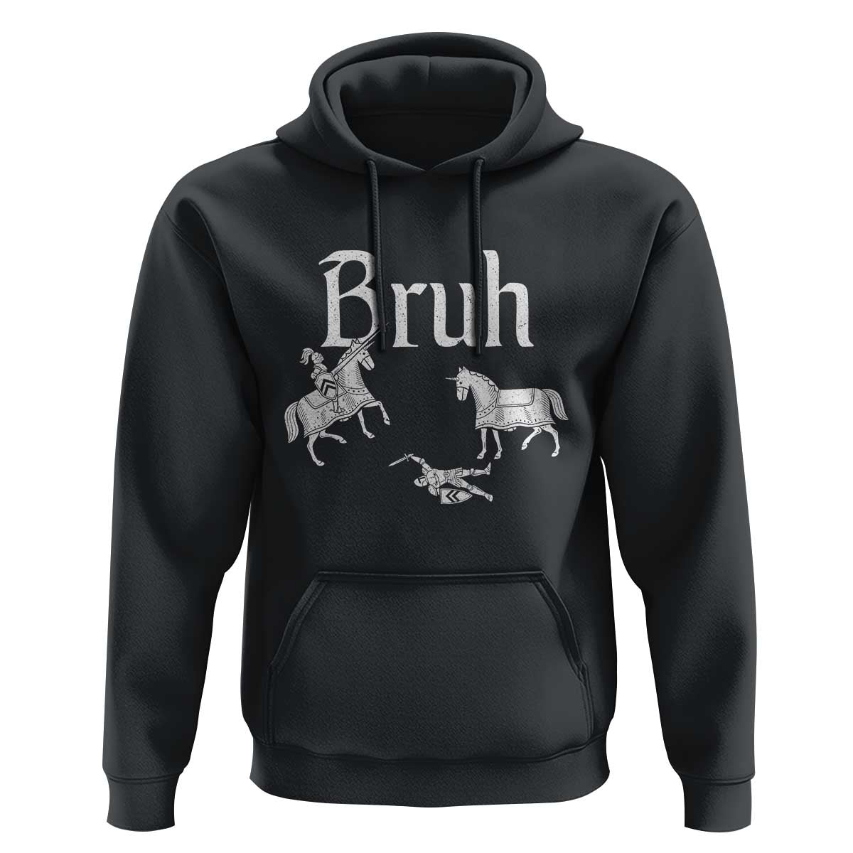 Funny Bruh Medieval Jousting Fallen Knight Graphic Hoodie Sarcastic Renaissance Faire Meme