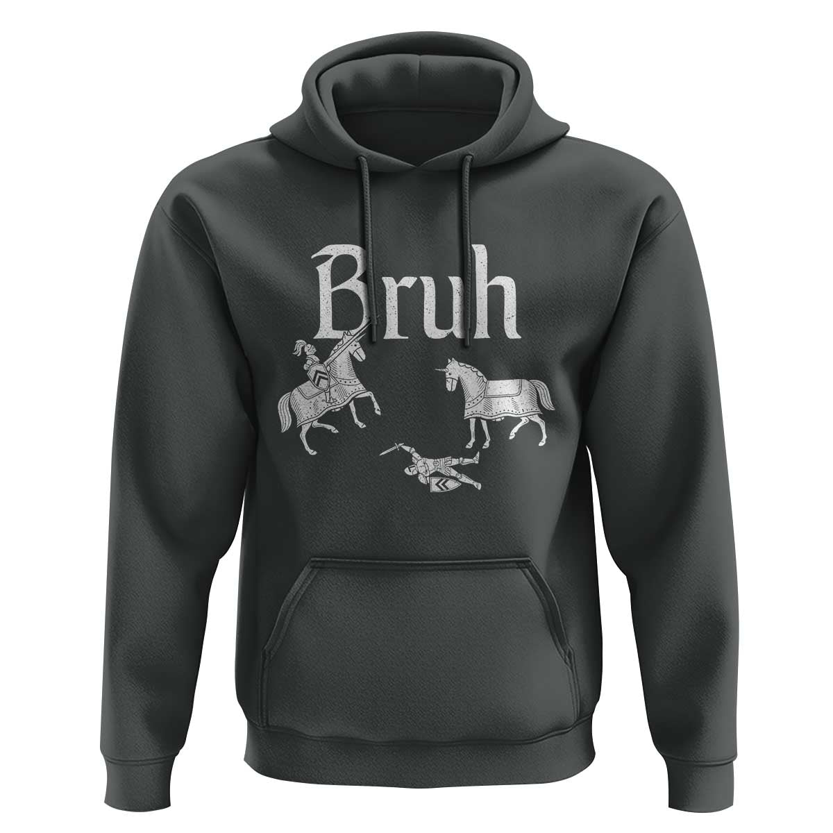 Funny Bruh Medieval Jousting Fallen Knight Graphic Hoodie Sarcastic Renaissance Faire Meme
