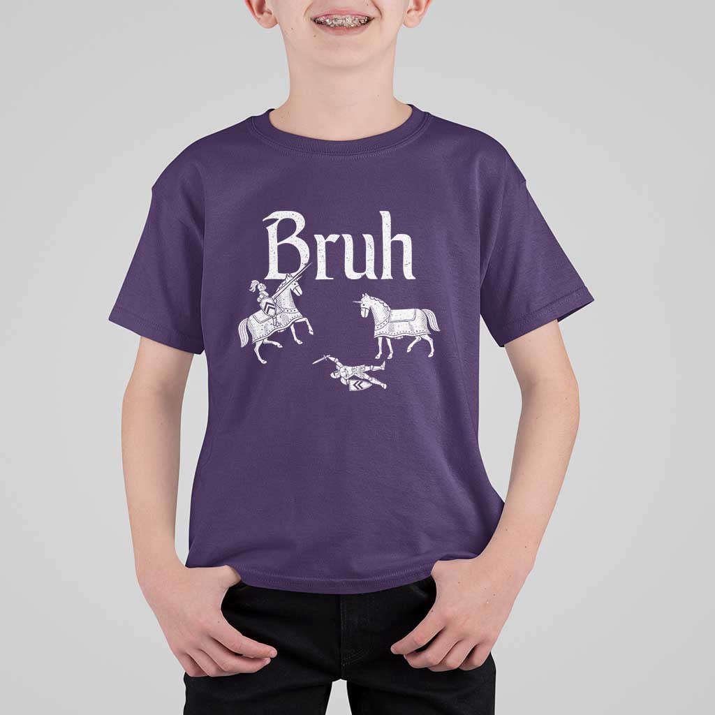 Funny Bruh Medieval Jousting Fallen Knight Graphic T Shirt For Kid Sarcastic Renaissance Faire Meme