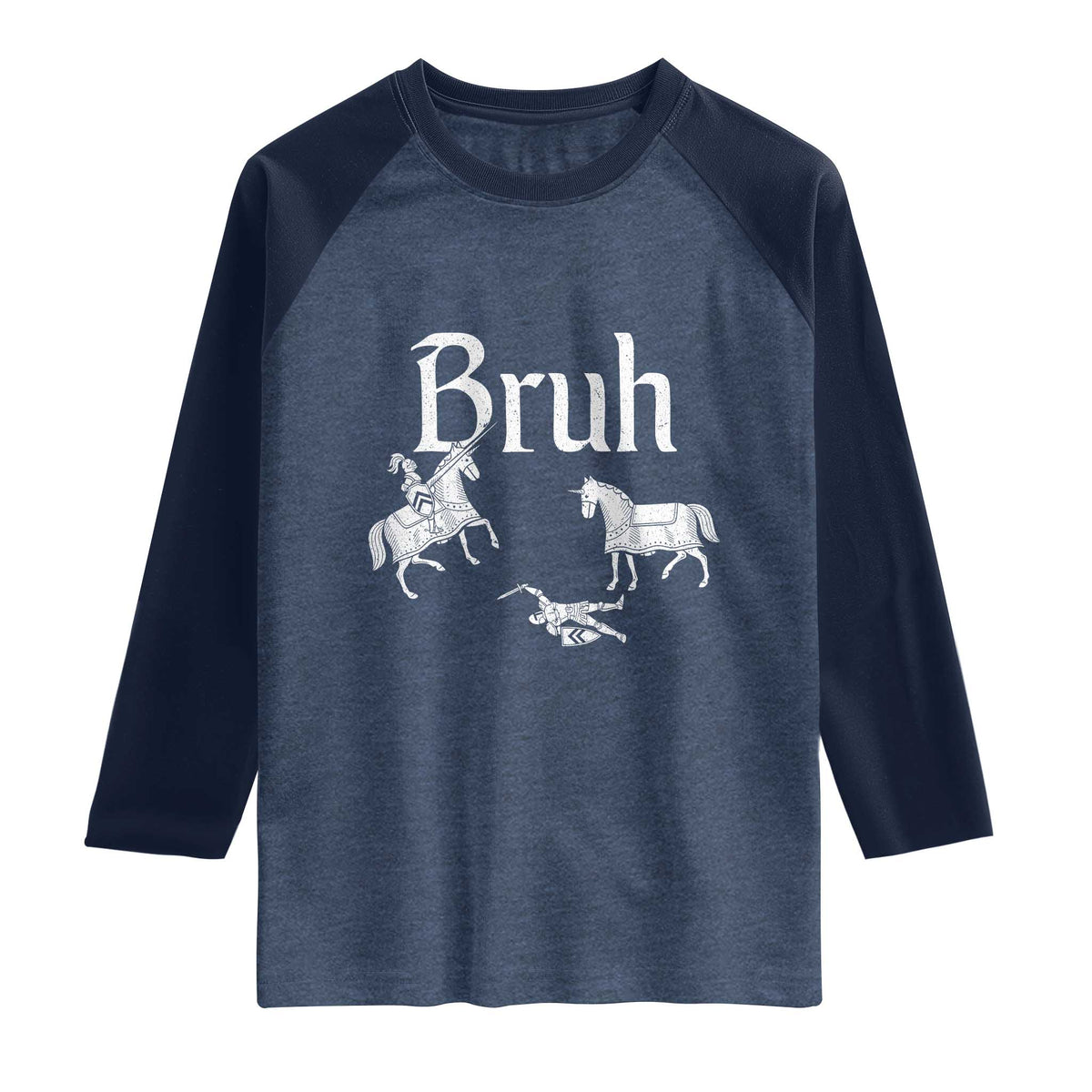 Funny Bruh Medieval Jousting Fallen Knight Graphic Raglan Shirt Sarcastic Renaissance Faire Meme