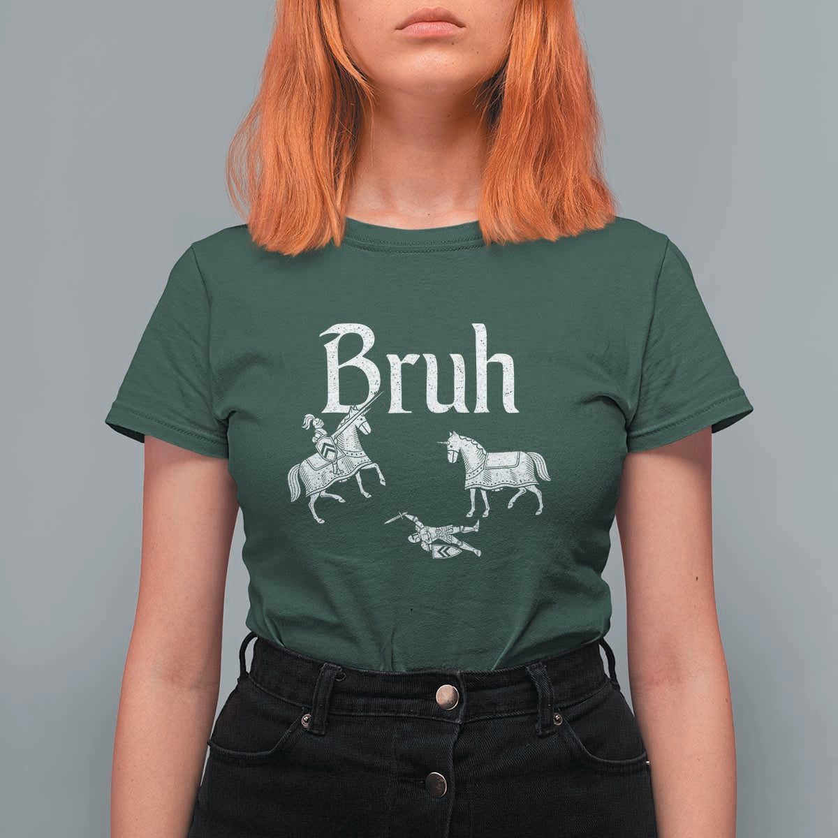 Funny Bruh Medieval Jousting Fallen Knight Graphic T Shirt For Women Sarcastic Renaissance Faire Meme