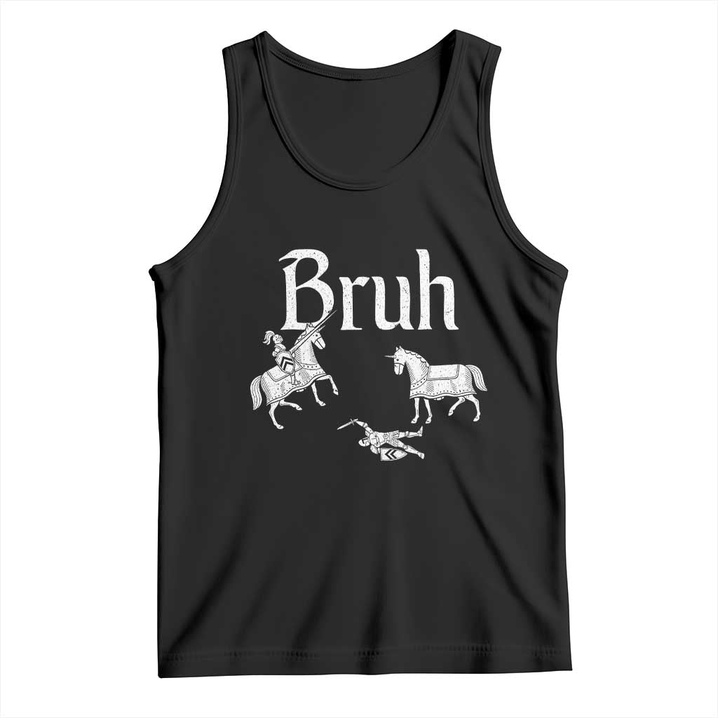 Funny Bruh Medieval Jousting Fallen Knight Graphic Tank Top Sarcastic Renaissance Faire Meme