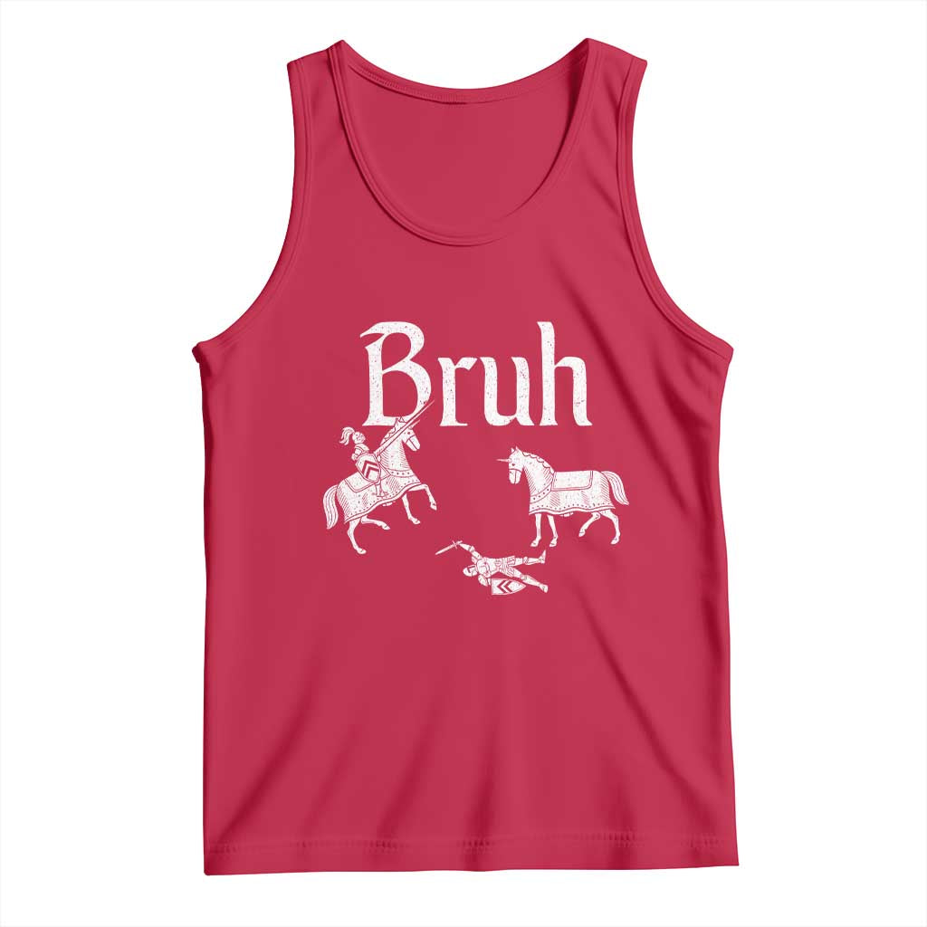 Funny Bruh Medieval Jousting Fallen Knight Graphic Tank Top Sarcastic Renaissance Faire Meme