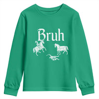 Funny Bruh Medieval Jousting Fallen Knight Graphic Youth Sweatshirt Sarcastic Renaissance Faire Meme