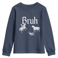 Funny Bruh Medieval Jousting Fallen Knight Graphic Youth Sweatshirt Sarcastic Renaissance Faire Meme