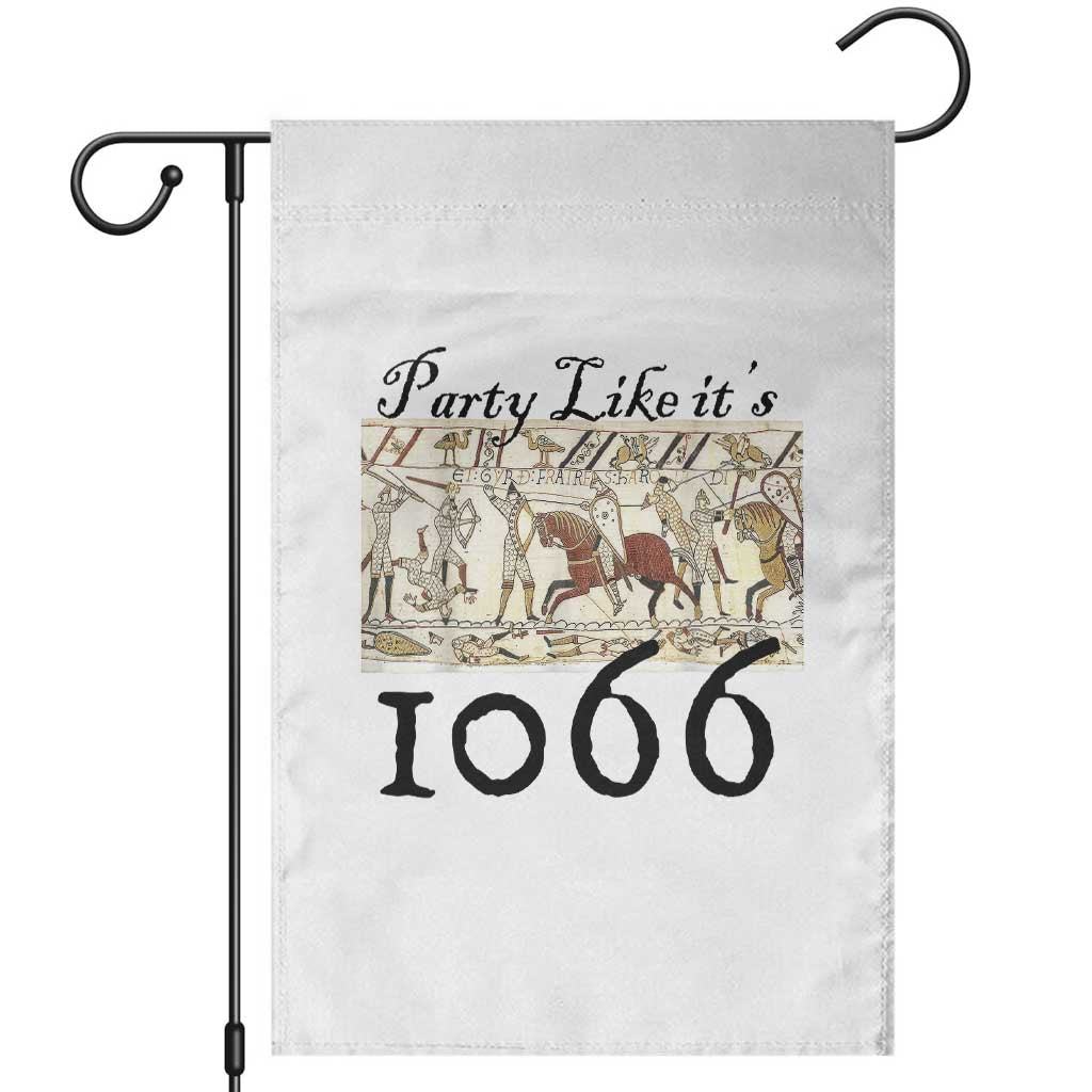 Funny Medieval Humor Battle of Hastings Garden Flag Party Like Its 1066 Historic Bayeux Tapestry Graphic