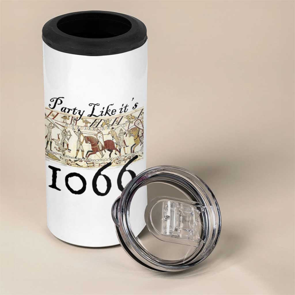 Funny Medieval Humor Battle of Hastings 4 in 1 Can Cooler Tumbler Party Like Its 1066 Historic Bayeux Tapestry Graphic