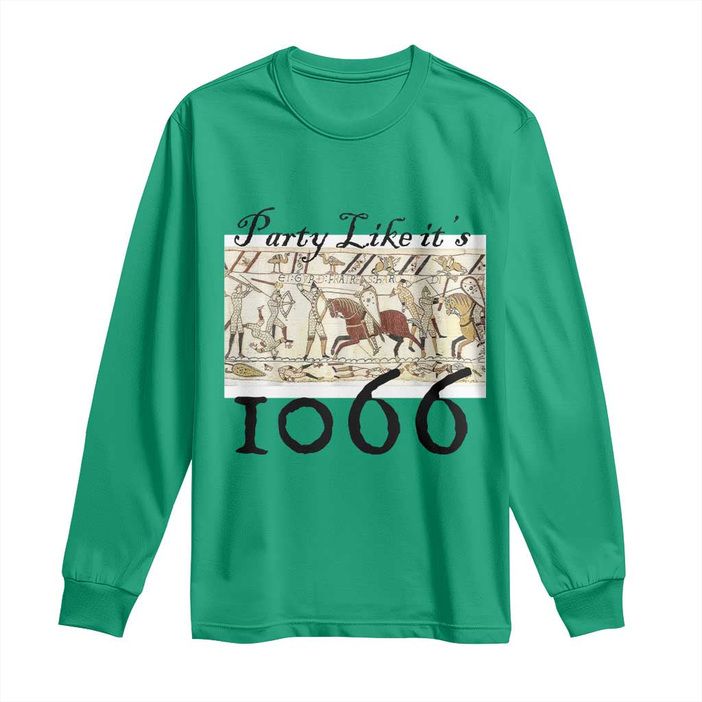 Funny Medieval Humor Battle of Hastings Long Sleeve Shirt Party Like Its 1066 Historic Bayeux Tapestry Graphic