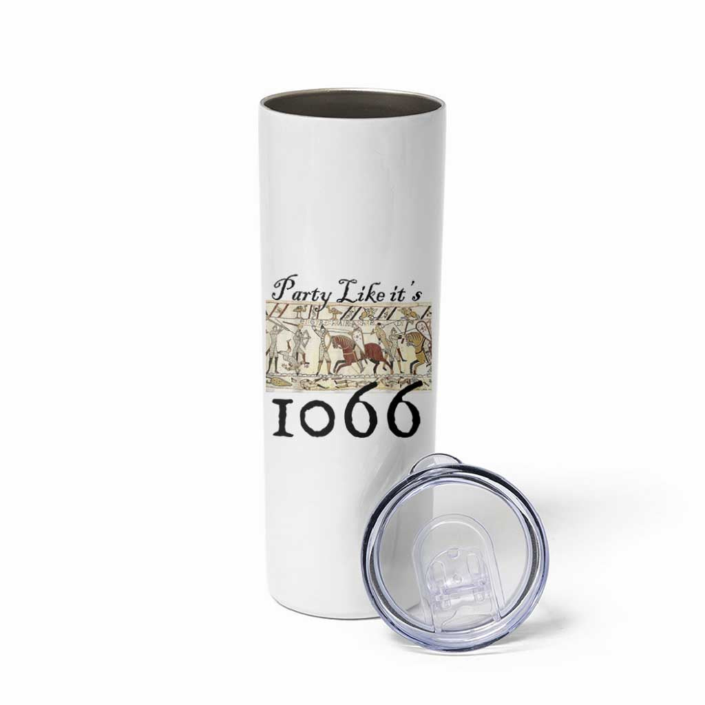 Funny Medieval Humor Battle of Hastings Skinny Tumbler Party Like Its 1066 Historic Bayeux Tapestry Graphic