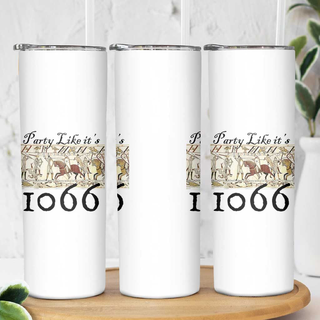 Funny Medieval Humor Battle of Hastings Skinny Tumbler Party Like Its 1066 Historic Bayeux Tapestry Graphic