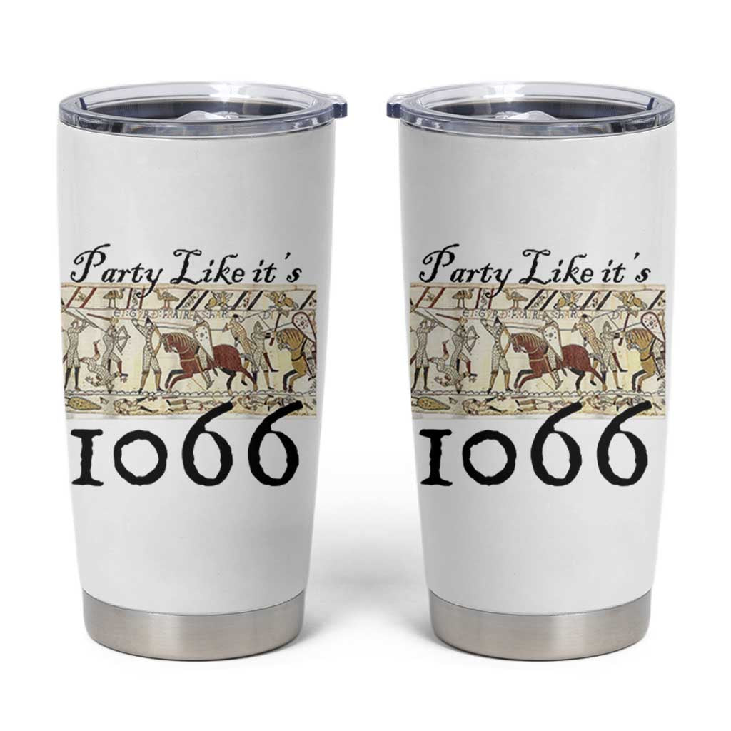 Funny Medieval Humor Battle of Hastings Tumbler Cup Party Like Its 1066 Historic Bayeux Tapestry Graphic