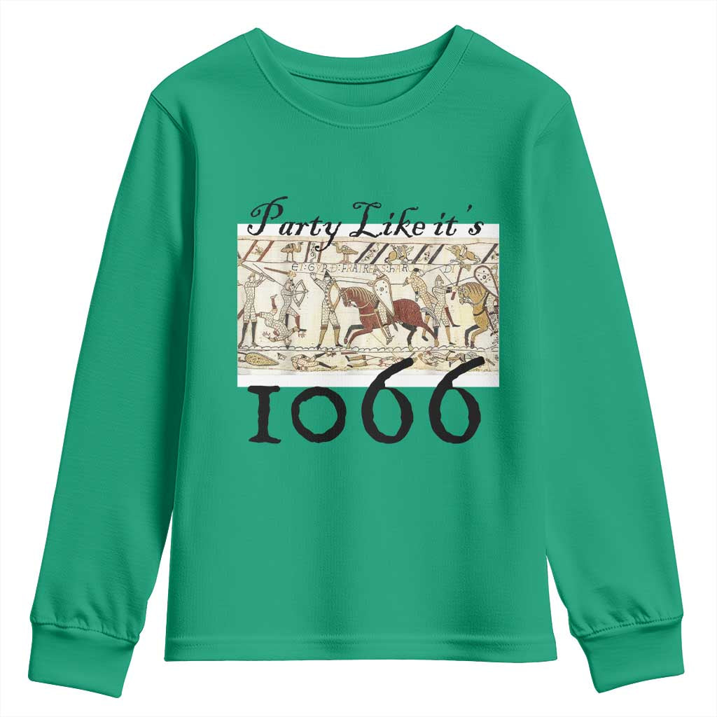 Funny Medieval Humor Battle of Hastings Youth Sweatshirt Party Like Its 1066 Historic Bayeux Tapestry Graphic