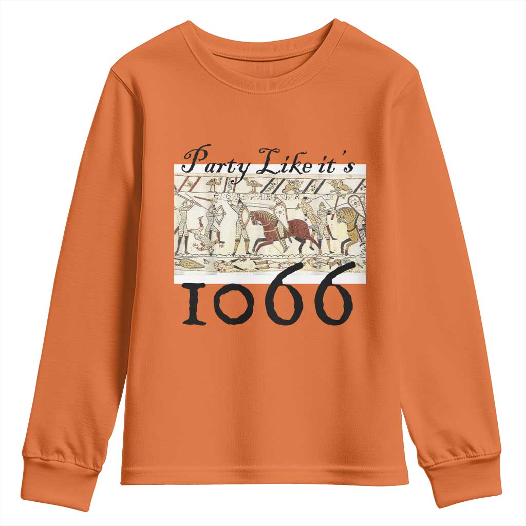 Funny Medieval Humor Battle of Hastings Youth Sweatshirt Party Like Its 1066 Historic Bayeux Tapestry Graphic