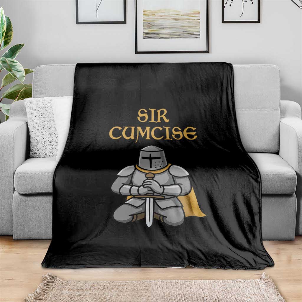 Funny Sir Cumcise Kneeling Knight Graphic Throw Blanket Sarcastic Wordplay Medieval Dark Adult Humor