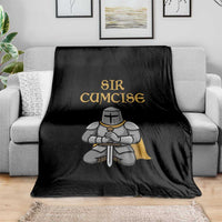Funny Sir Cumcise Kneeling Knight Graphic Throw Blanket Sarcastic Wordplay Medieval Dark Adult Humor