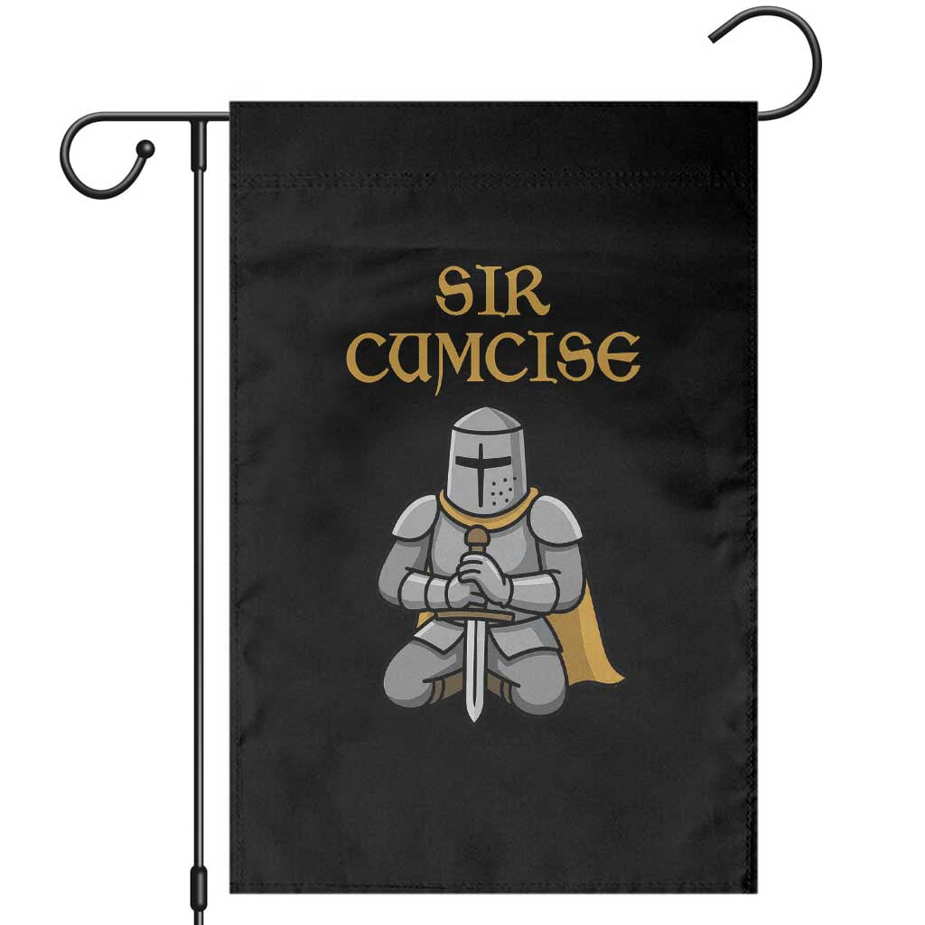 Funny Sir Cumcise Kneeling Knight Graphic Garden Flag Sarcastic Wordplay Medieval Dark Adult Humor