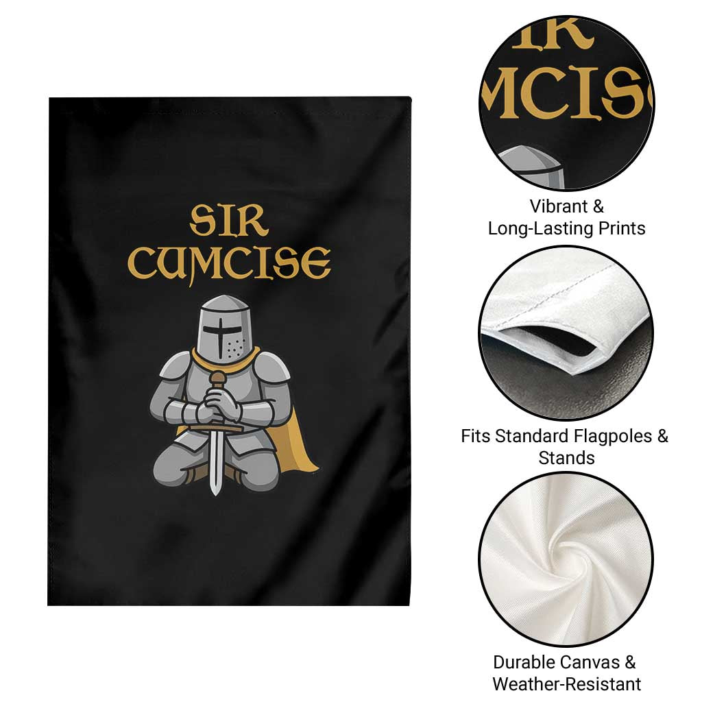 Funny Sir Cumcise Kneeling Knight Graphic Garden Flag Sarcastic Wordplay Medieval Dark Adult Humor