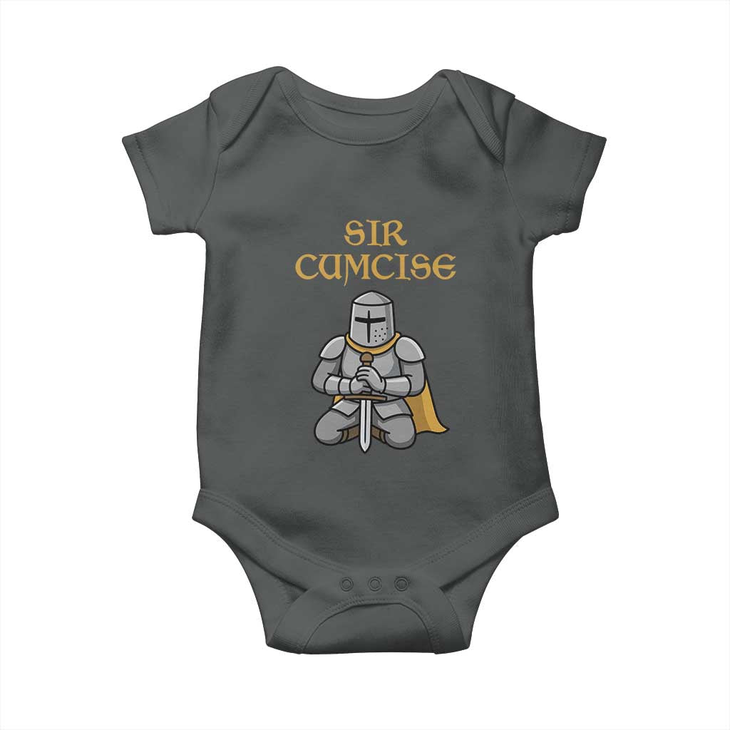 Funny Sir Cumcise Kneeling Knight Graphic Baby Onesie Sarcastic Wordplay Medieval Dark Adult Humor