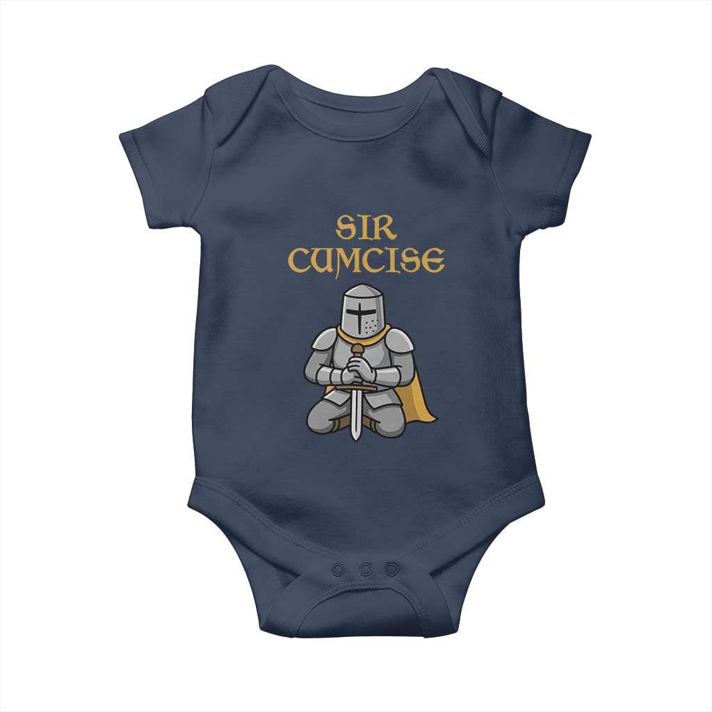 Funny Sir Cumcise Kneeling Knight Graphic Baby Onesie Sarcastic Wordplay Medieval Dark Adult Humor