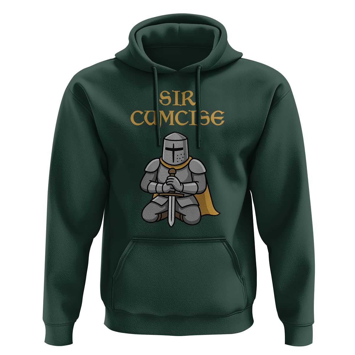 Funny Sir Cumcise Kneeling Knight Graphic Hoodie Sarcastic Wordplay Medieval Dark Adult Humor