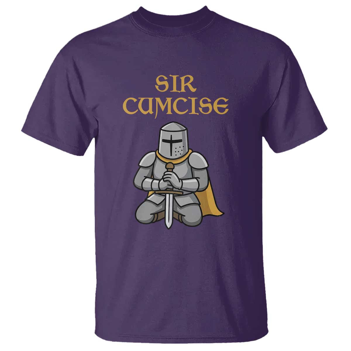 Funny Sir Cumcise Kneeling Knight Graphic T Shirt Sarcastic Wordplay Medieval Dark Adult Humor