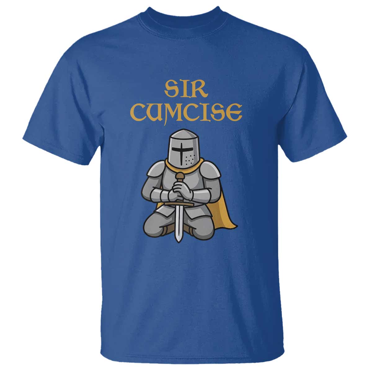 Funny Sir Cumcise Kneeling Knight Graphic T Shirt Sarcastic Wordplay Medieval Dark Adult Humor