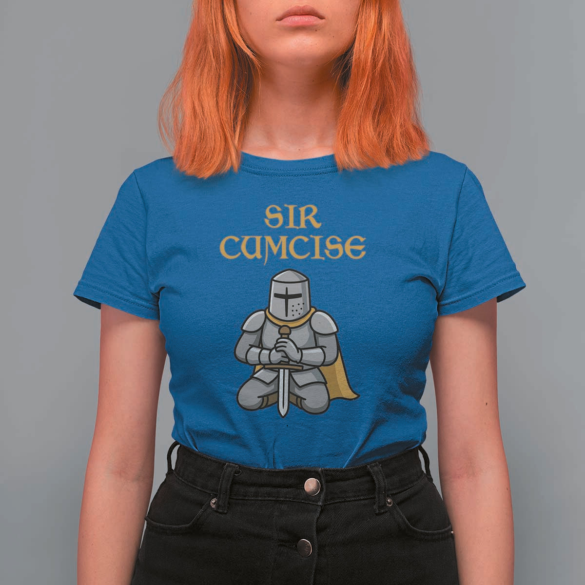 Funny Sir Cumcise Kneeling Knight Graphic T Shirt For Women Sarcastic Wordplay Medieval Dark Adult Humor