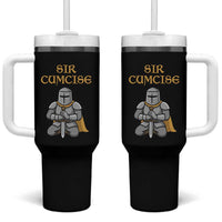 Funny Sir Cumcise Kneeling Knight Graphic Tumbler With Handle Sarcastic Wordplay Medieval Dark Adult Humor