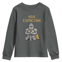Funny Sir Cumcise Kneeling Knight Graphic Youth Sweatshirt Sarcastic Wordplay Medieval Dark Adult Humor