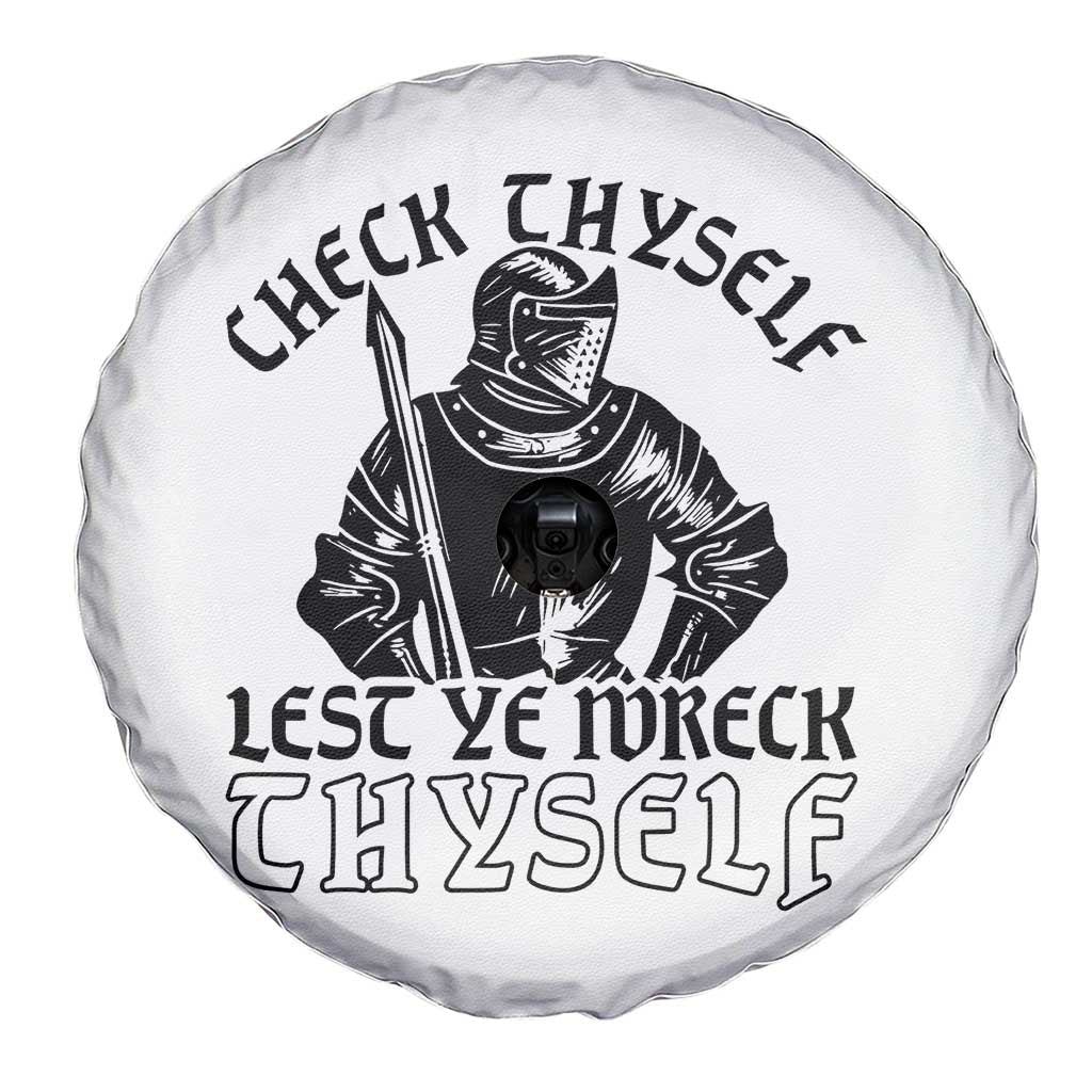 Funny Medieval Hip Hop Old English Parody Spare Tire Cover Check Thyself Lest Ye Wreck Thyself