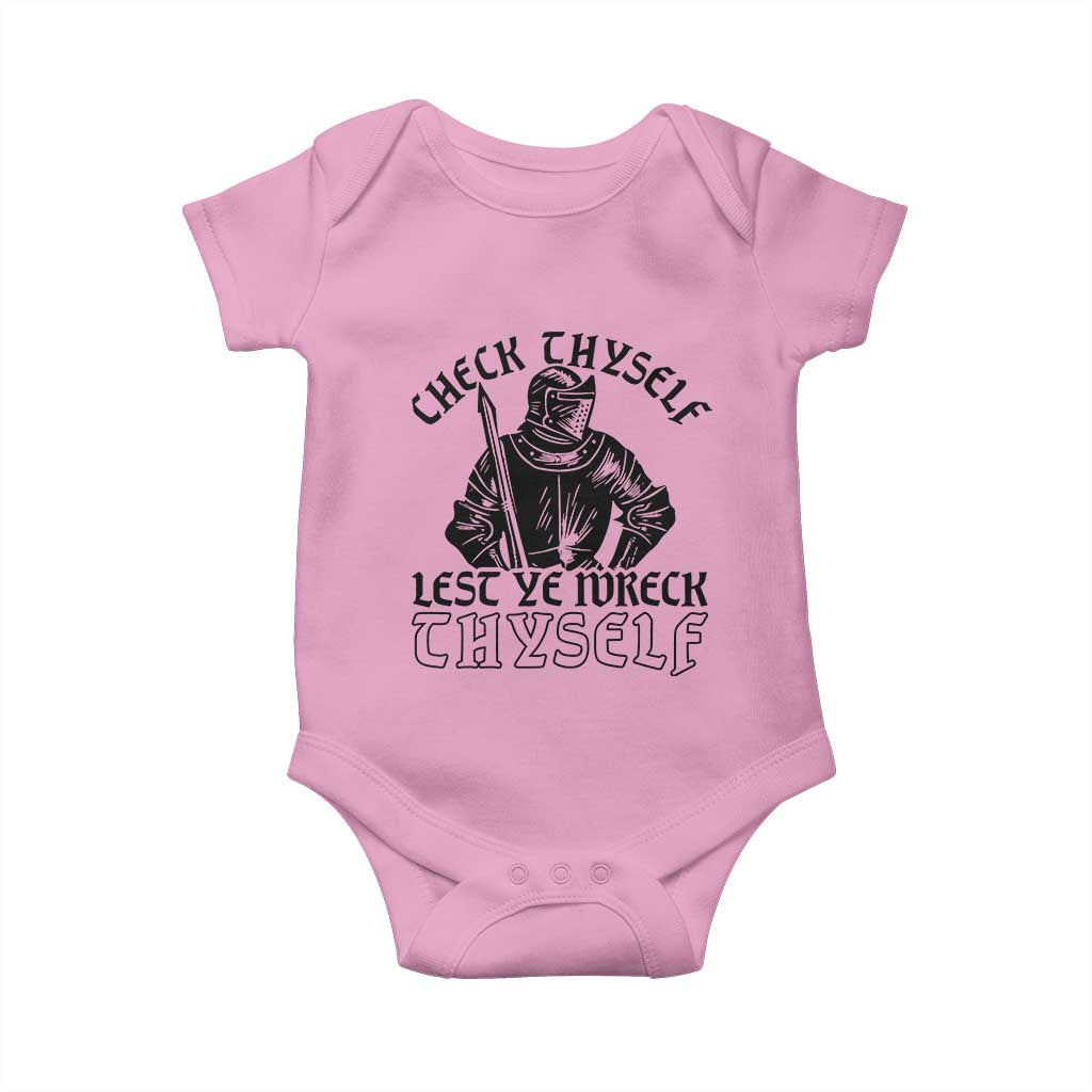 Funny Medieval Hip Hop Old English Parody Baby Onesie Check Thyself Lest Ye Wreck Thyself