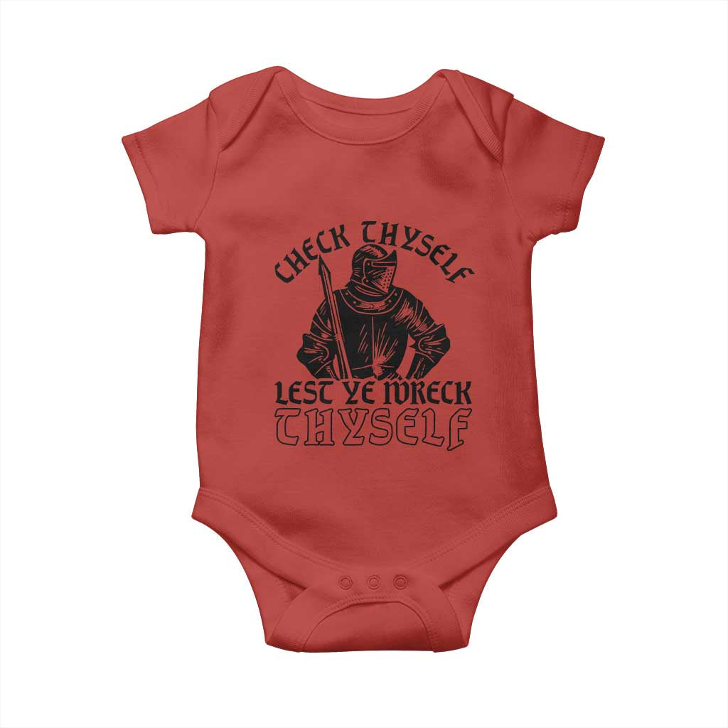 Funny Medieval Hip Hop Old English Parody Baby Onesie Check Thyself Lest Ye Wreck Thyself