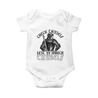 Funny Medieval Hip Hop Old English Parody Baby Onesie Check Thyself Lest Ye Wreck Thyself