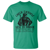 Funny Medieval Hip Hop Old English Parody T Shirt Check Thyself Lest Ye Wreck Thyself