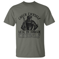 Funny Medieval Hip Hop Old English Parody T Shirt Check Thyself Lest Ye Wreck Thyself