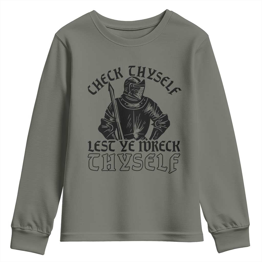 Funny Medieval Hip Hop Old English Parody Youth Sweatshirt Check Thyself Lest Ye Wreck Thyself