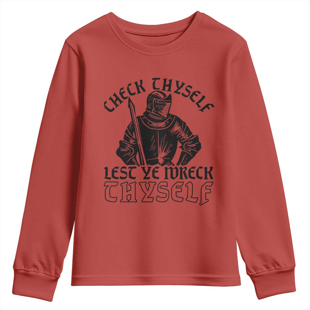 Funny Medieval Hip Hop Old English Parody Youth Sweatshirt Check Thyself Lest Ye Wreck Thyself