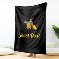 Funny Joust Do It Medieval Knight Horse Graphic Throw Blanket Jousting Renaissance Faire Parody